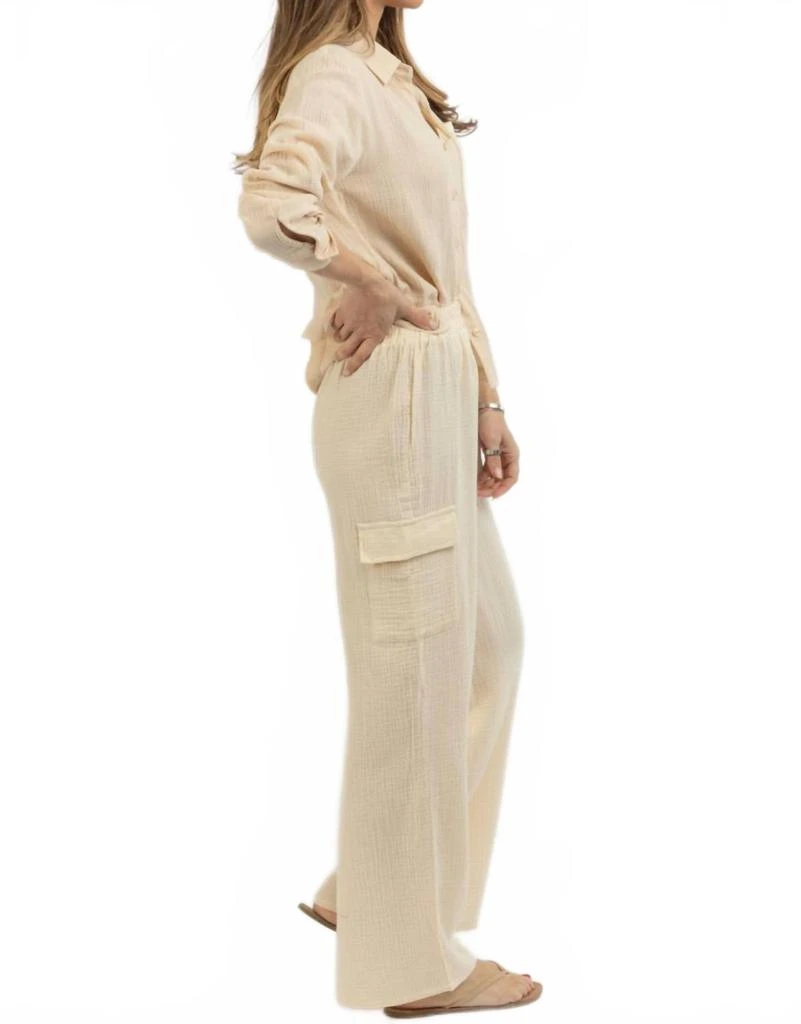 FINAL TOUCH Linen Pant Set In Dune 2