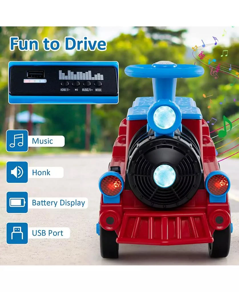 HONGGE 12V Two-Seater Ride-On Train Toy with Whistle Sound and Detachable Seat - Blue 9