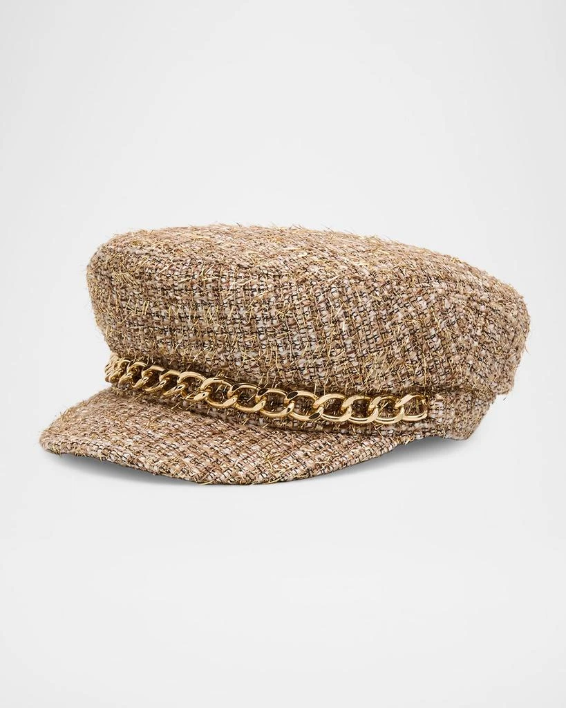 Marina Chain-Embellished Tweed Newsboy Cap – On Sale Now  display picture 1