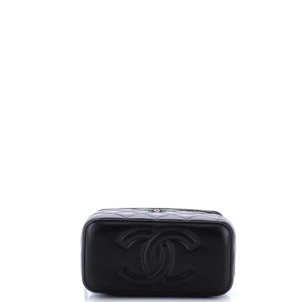 Chanel So Black Top Handle Vanity Case with Chain Quilted Lambskin Small 4