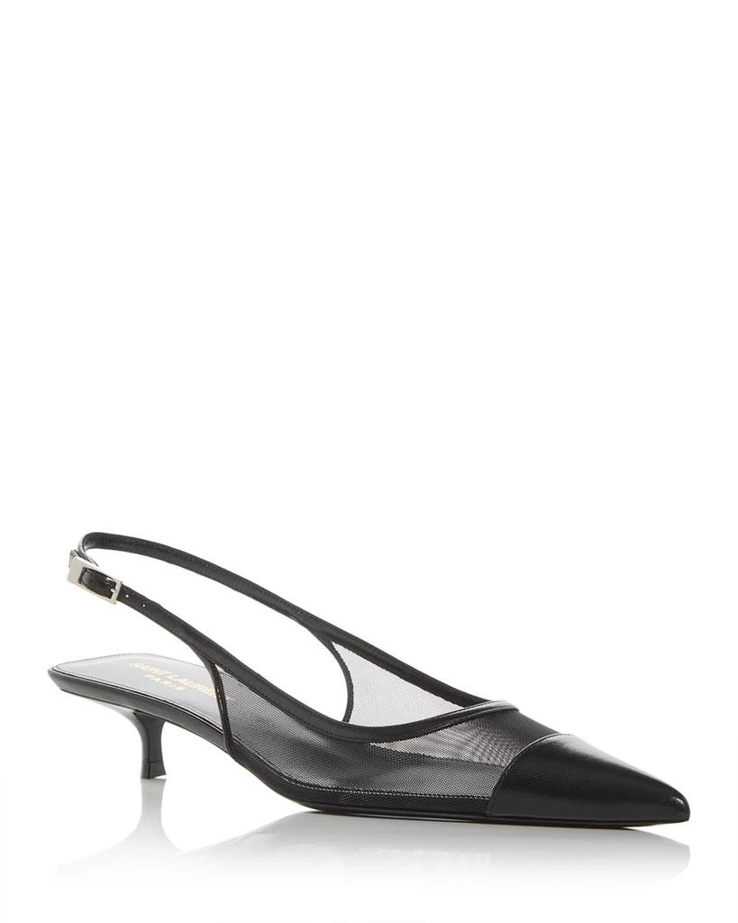 Yves Saint Laurent Women's Oxalis Slingback Kitten Heel Pumps 1
