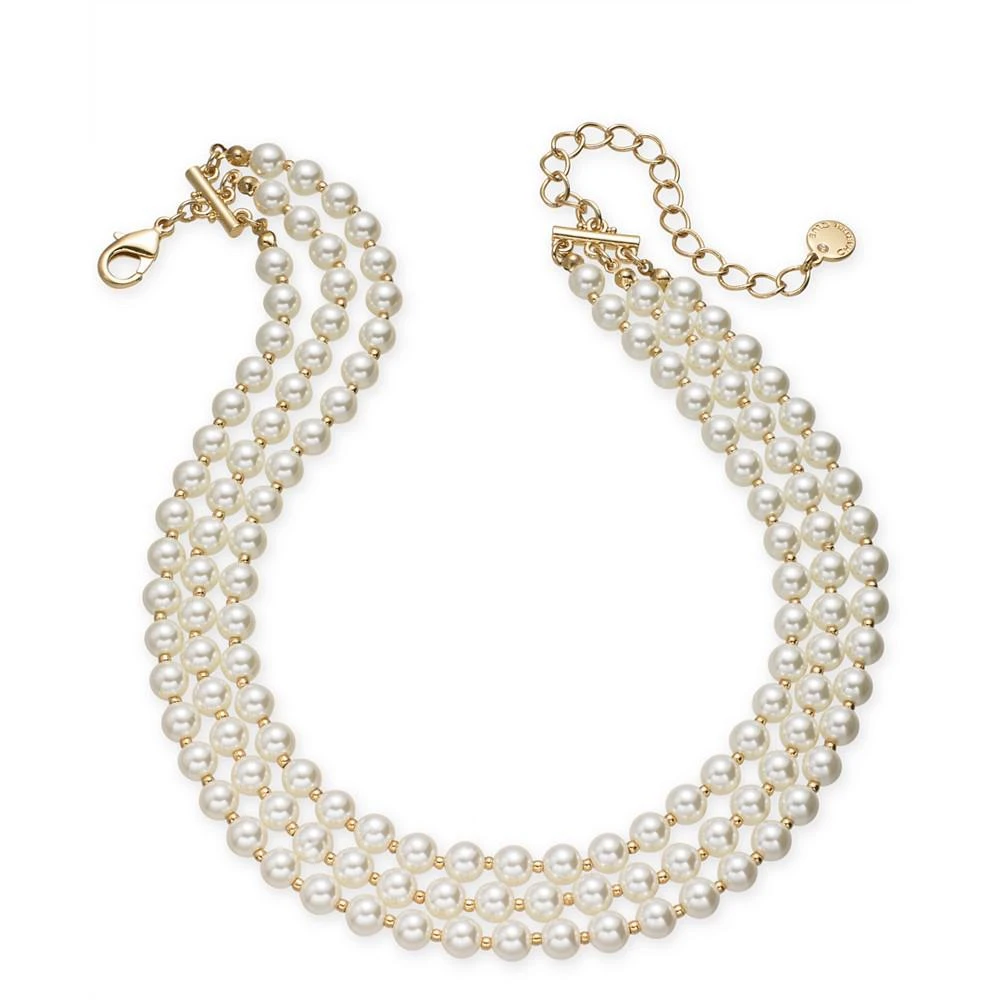 Charter Club Gold-Tone Imitation Pearl Triple-Row Choker Necklace, 16" + 2" extender, Created for Macy's 1