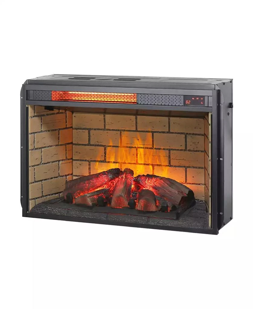 Flynama 26 inch infrared quartz heater fireplace insert -woodlog version with brick 6