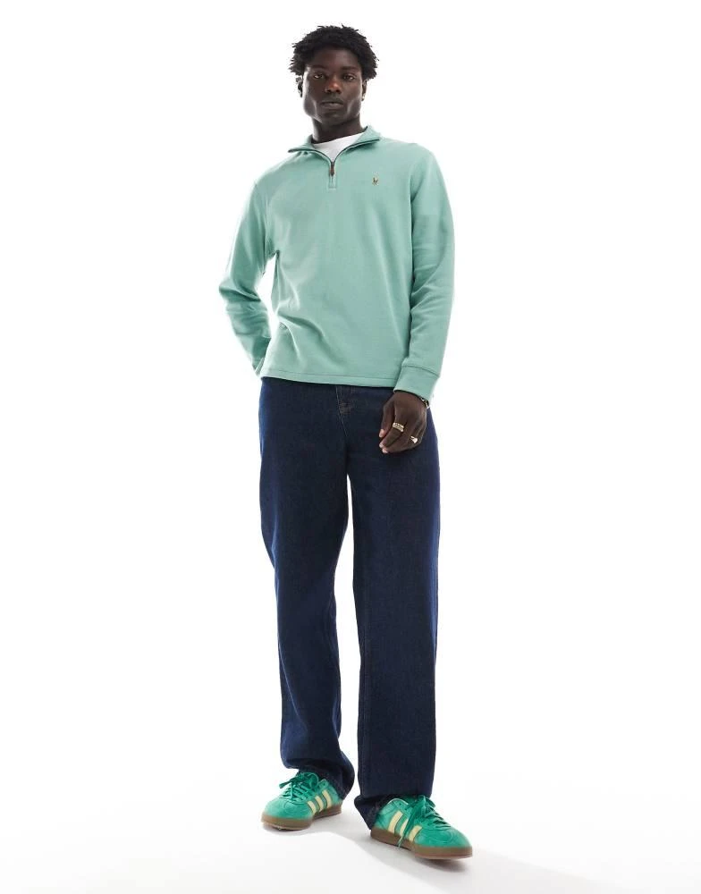 Ralph Lauren Polo Ralph Lauren icon logo half zip double knit jacquard sweatshirt in light green 3