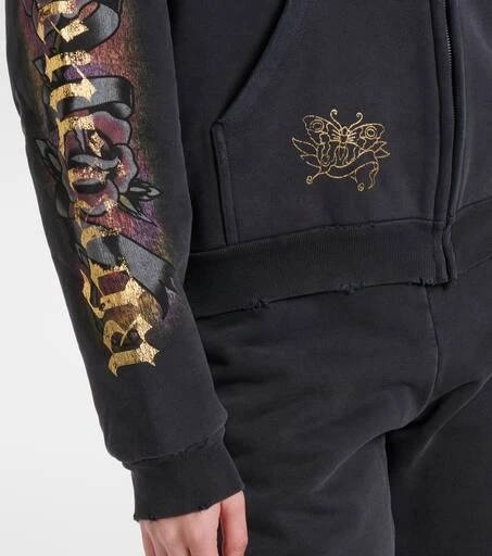 Balenciaga Tacky Tattoo distressed cotton fleece hoodie 5
