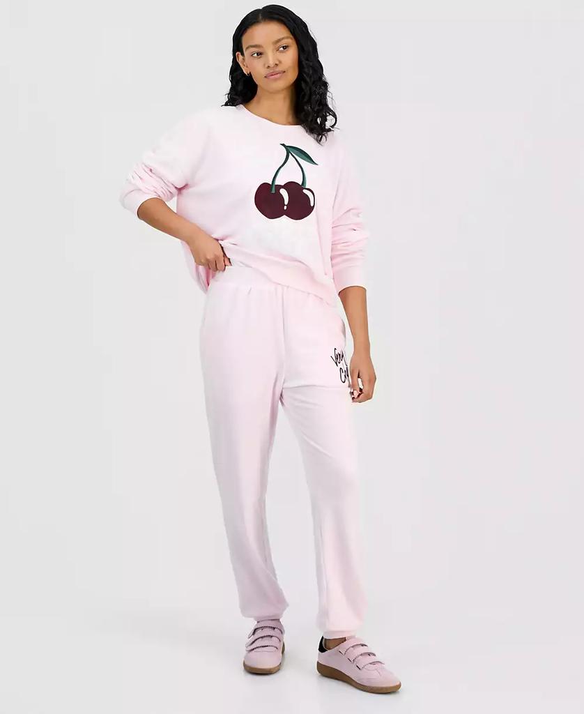 Grayson Threads, The Label Juniors' Very Cherry Velour Jogger Pants