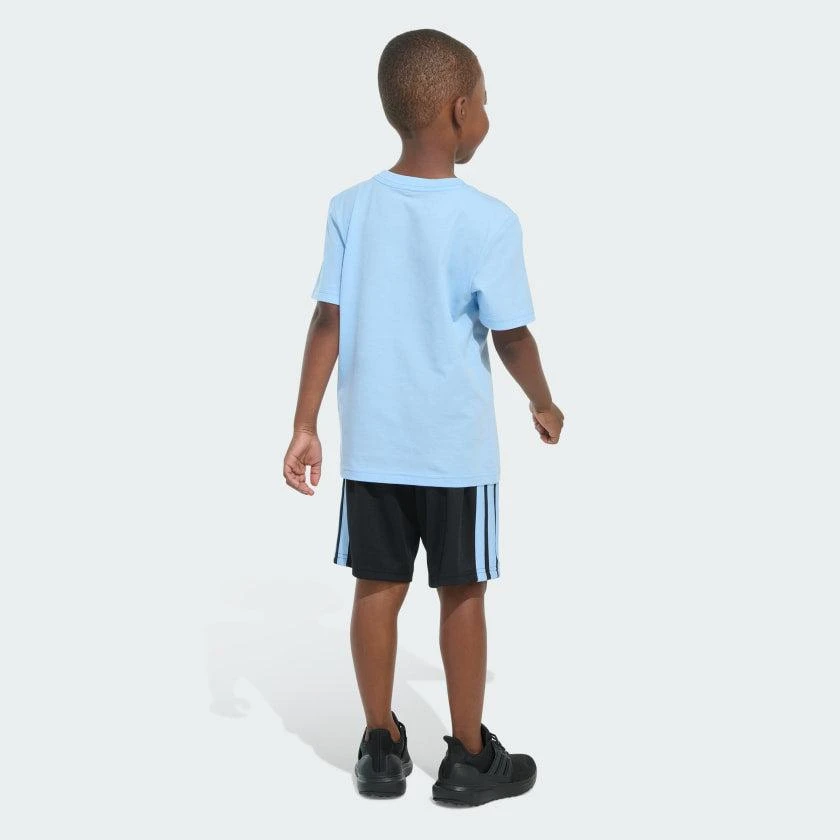 Adidas Kids'  Two-Piece Short Sleeve Graphic Cotton Tee and 3-Stripes Shorts Set 2