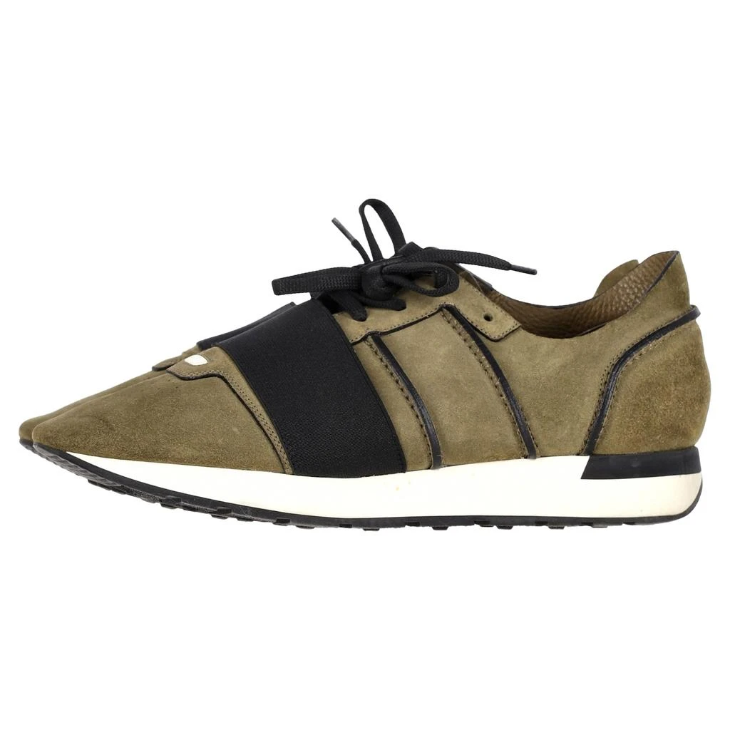 Balenciaga Race Runner Sneakers in Olive Green Suede 6
