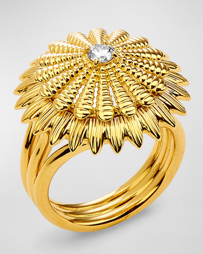 Syna 18K Yellow Gold Diamond Flower Ring, Size 7