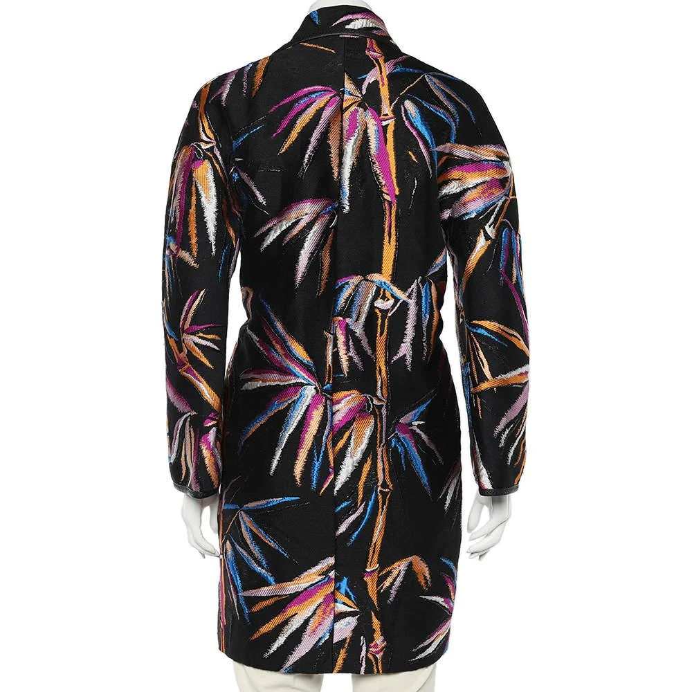 EMILIO PUCCI Emilio Pucci Black Leaf Jacquard Button Front Oversized Coat S 3