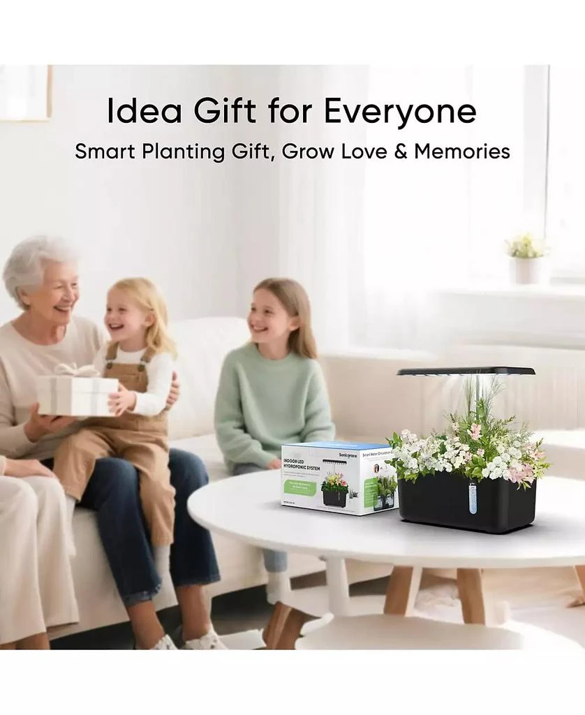 SonicGrace Indoor Hydroponic Growing System - 5 Pods Smart Herb Garden with LED Grow Light 
Pump, Black 7