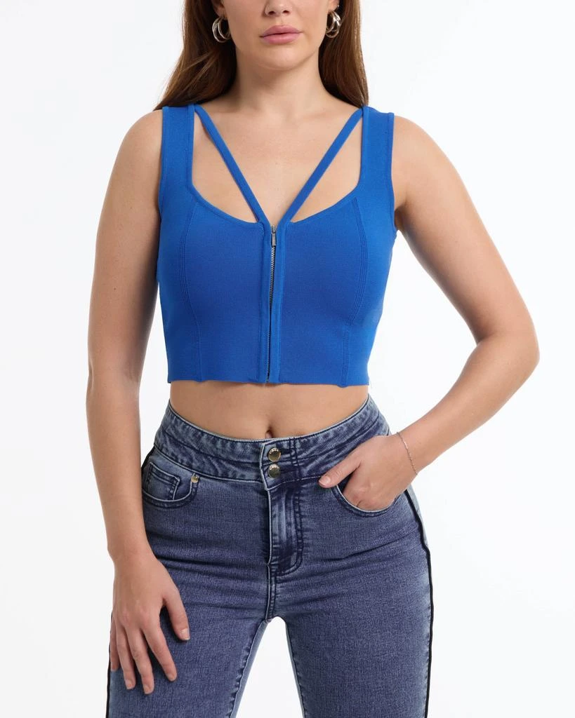 Bebe BEBE Women's Zip Front Corset Sweater Top 6