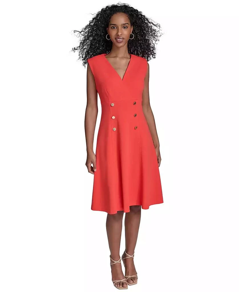 open lace back dress Calvin Klein Women's Dress Double Breasted A-Line Midi Dress Watermelon 2  at Amazon Women's Clothing store main image 0