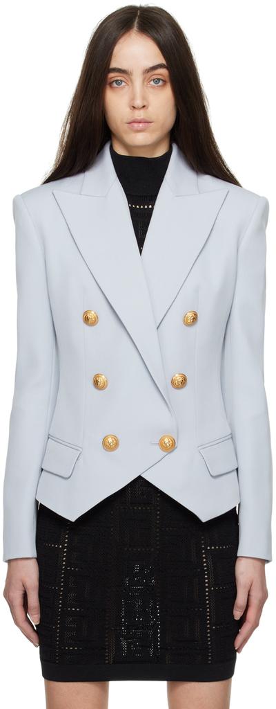 Balmain Blue Double-Breasted Blazer