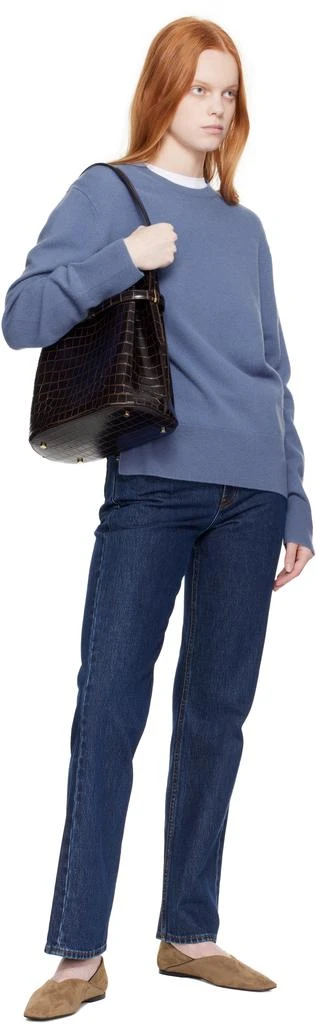 Totême Brown Belted Croco-Embossed Bucket Bag 4