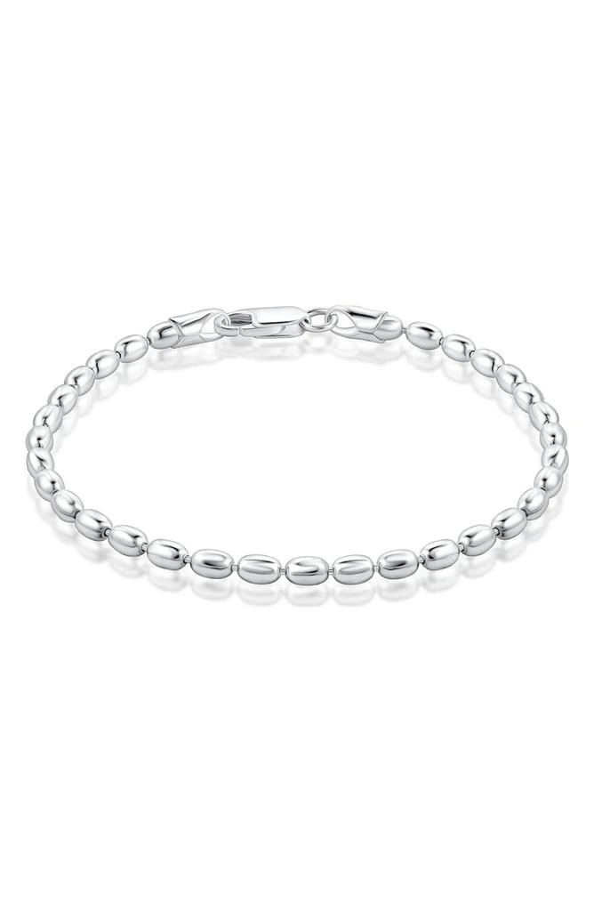 BEST SILVER Sterling Silver Oval Beaded Bracelet