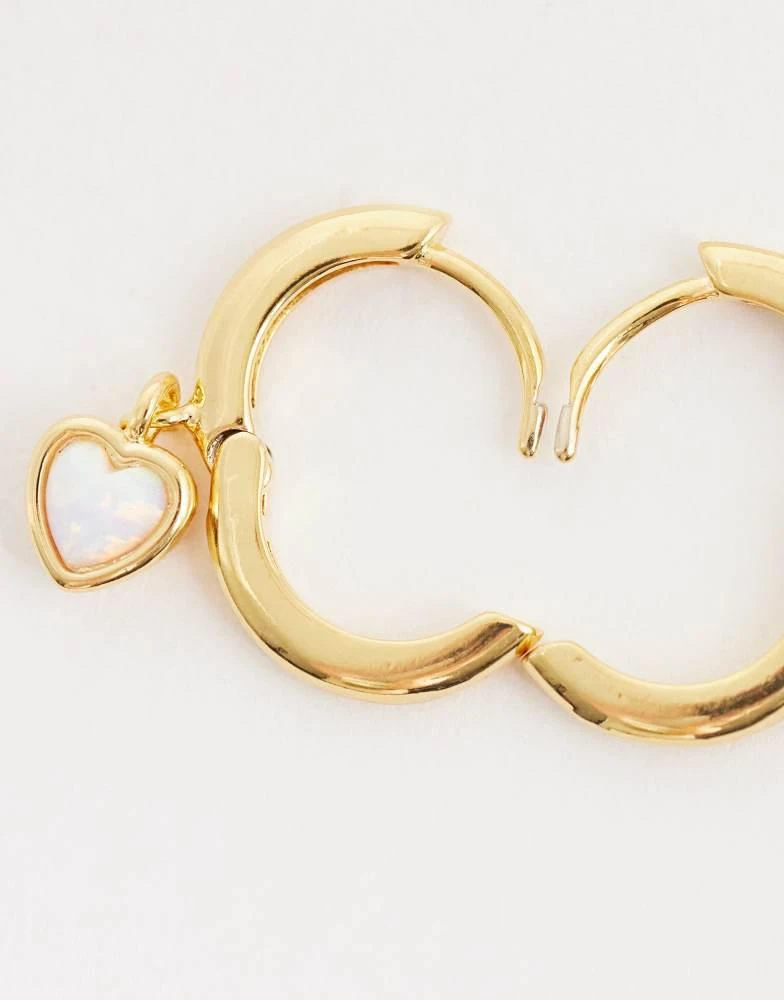 Orelia Orelia heart drop huggie hoop earrings in 18k gold plated 4