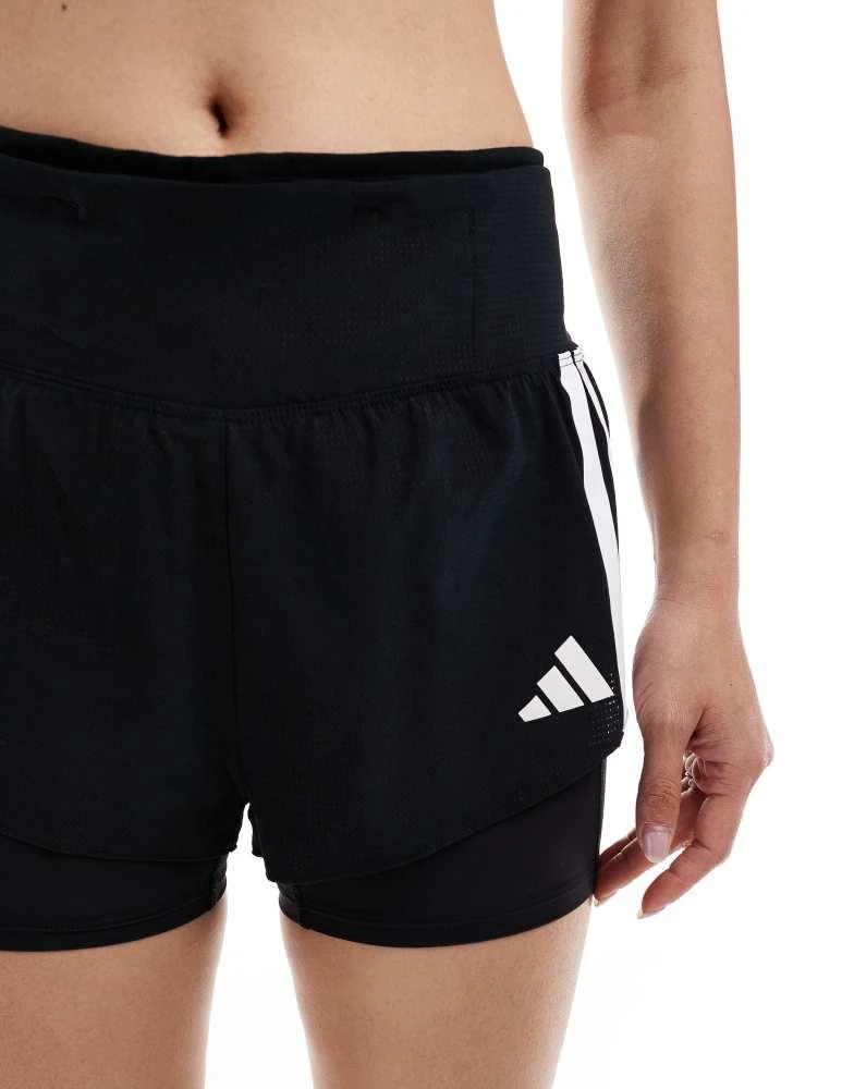 Adidas adidas Running Adizero 2-in-1 gel pocket shorts in black 5
