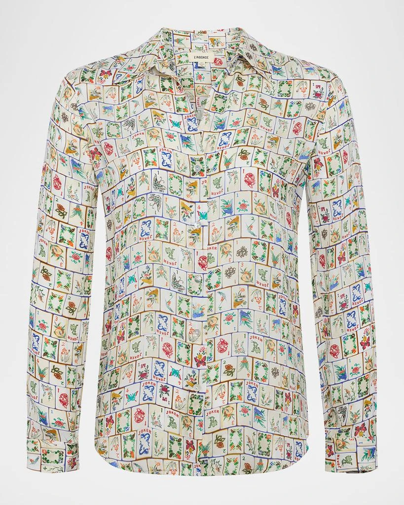 L
Agence Nina Mahjong Button-Front Silk Blouse 1