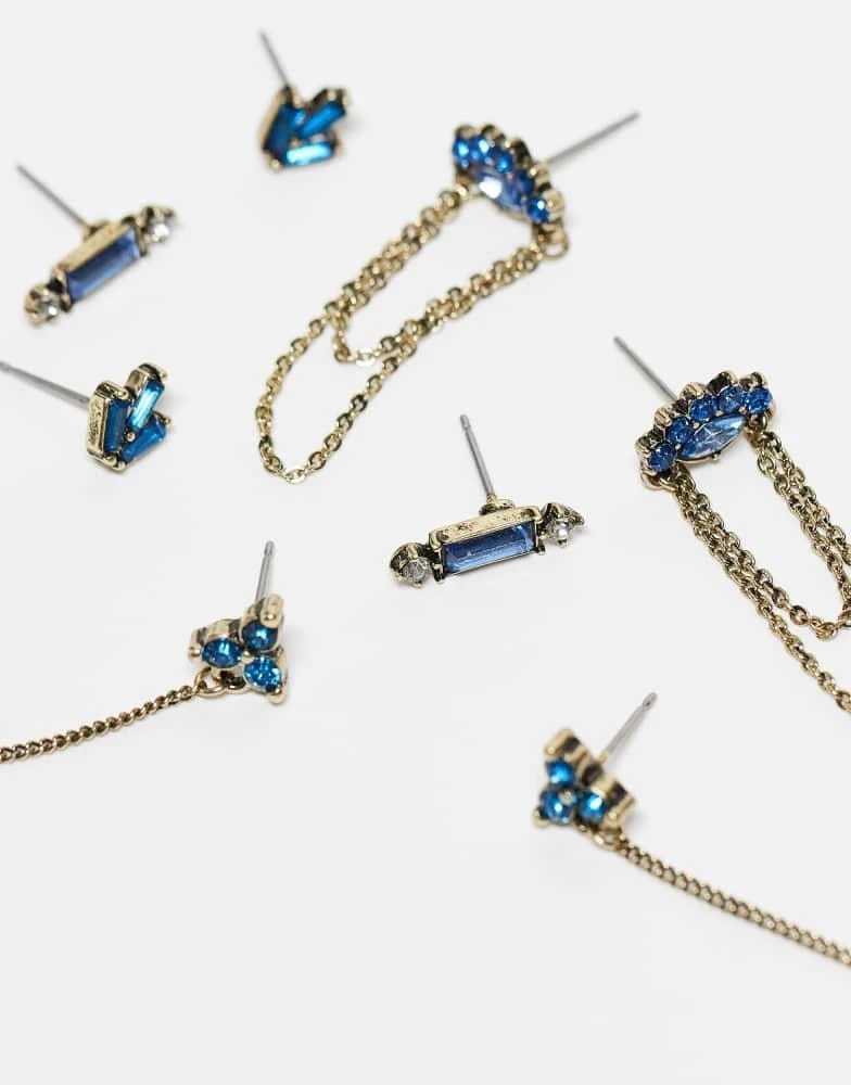 ASOS ASOS DESIGN multi-pack stud earrings in blue faux crystal mix 2