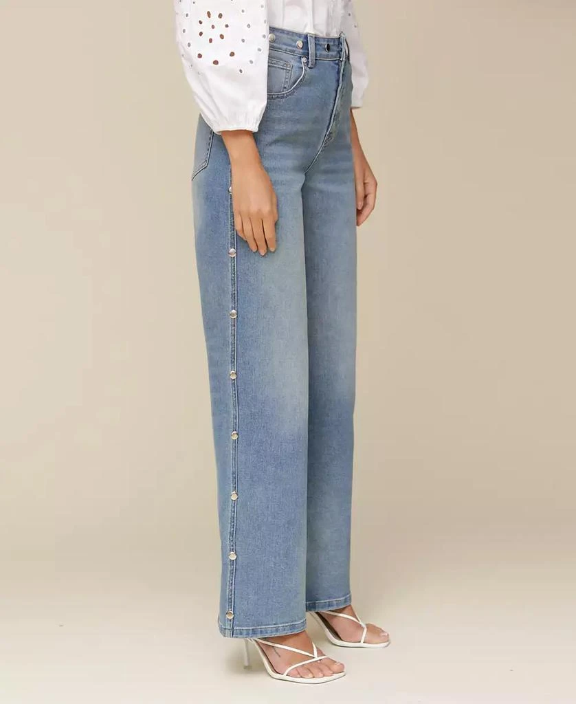 Avec Les Filles Women's Mid-Rise Studded Barrel-Leg Jeans 3