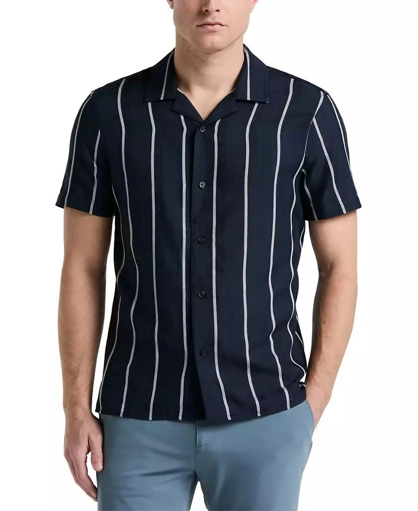 Perry Ellis Men's Short Sleeve Striped Button-Front Camp Shirt 1
