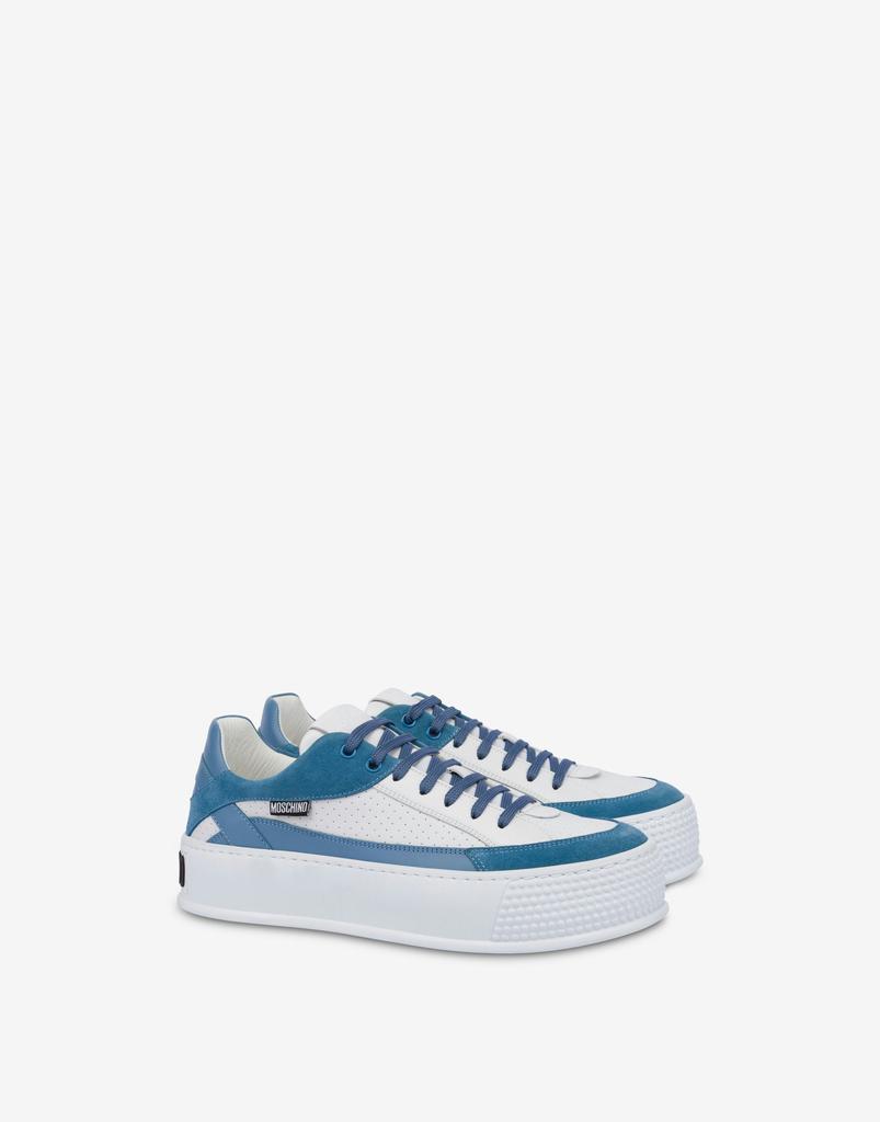 Moschino Bumps & Stripes Calfskin And Split Leather Sneakers