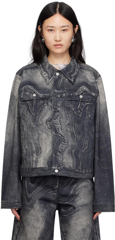 CAMPERLAB Black & Gray Printed Denim Jacket