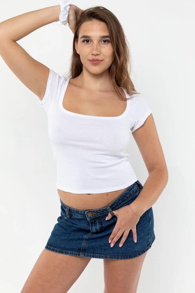 Los Angeles Apparel 43023 - Baby Rib Square Neck Cap Sleeve Tee 12