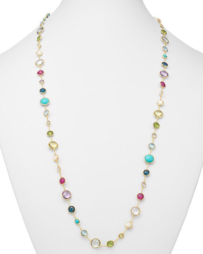 Ippolita 18K Yellow Gold Lollipop Lollitini Mother of Pearl, Green Gold Citrine, Peridot, Green Agate, Blue Topaz, Turquoise, London Blue Topaz, Amethyst & Pink Tourmaline Long Necklace, 36"