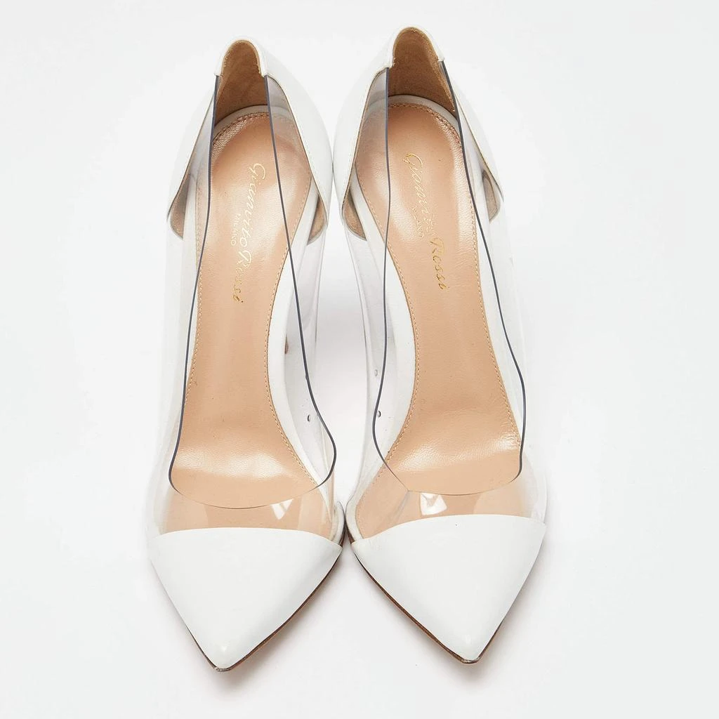 Gianvito Rossi Gianvito Rossi White Leather and PVC Plexi Pointed Toe Pumps Size 38 3
