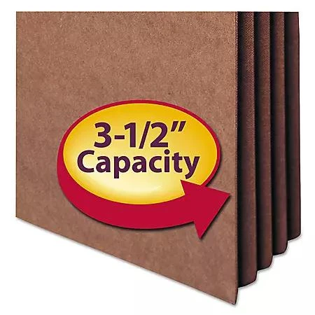 Smead Smead 3 1/2" Accordion Expansion File Pocket with Tyvek, Straight Tab, Letter, Redrope, 10ct. 4