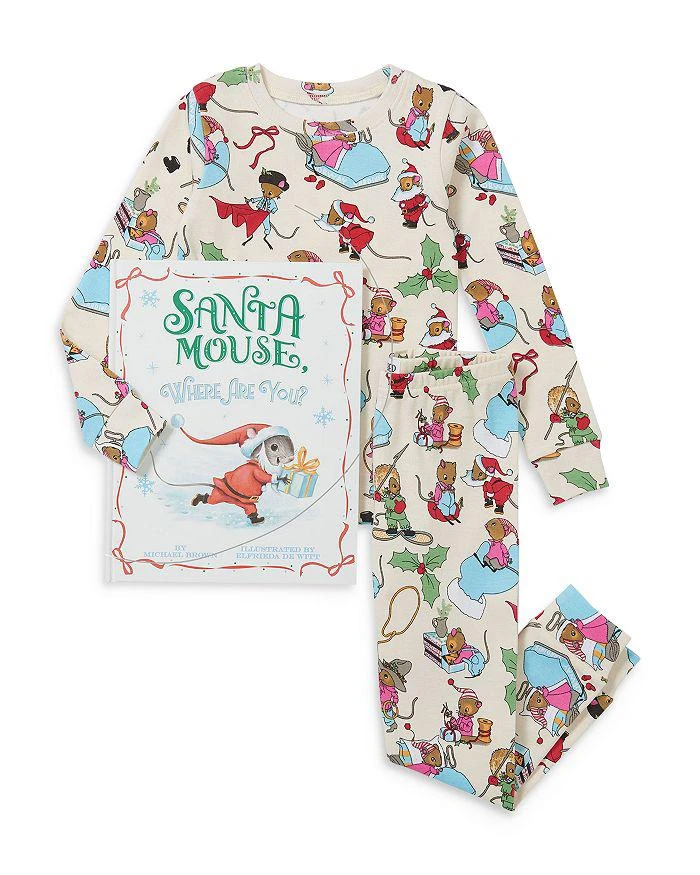 Hatley Unisex Santa Mouse Pajama Set With Book - Little Kid, Big Kid 1