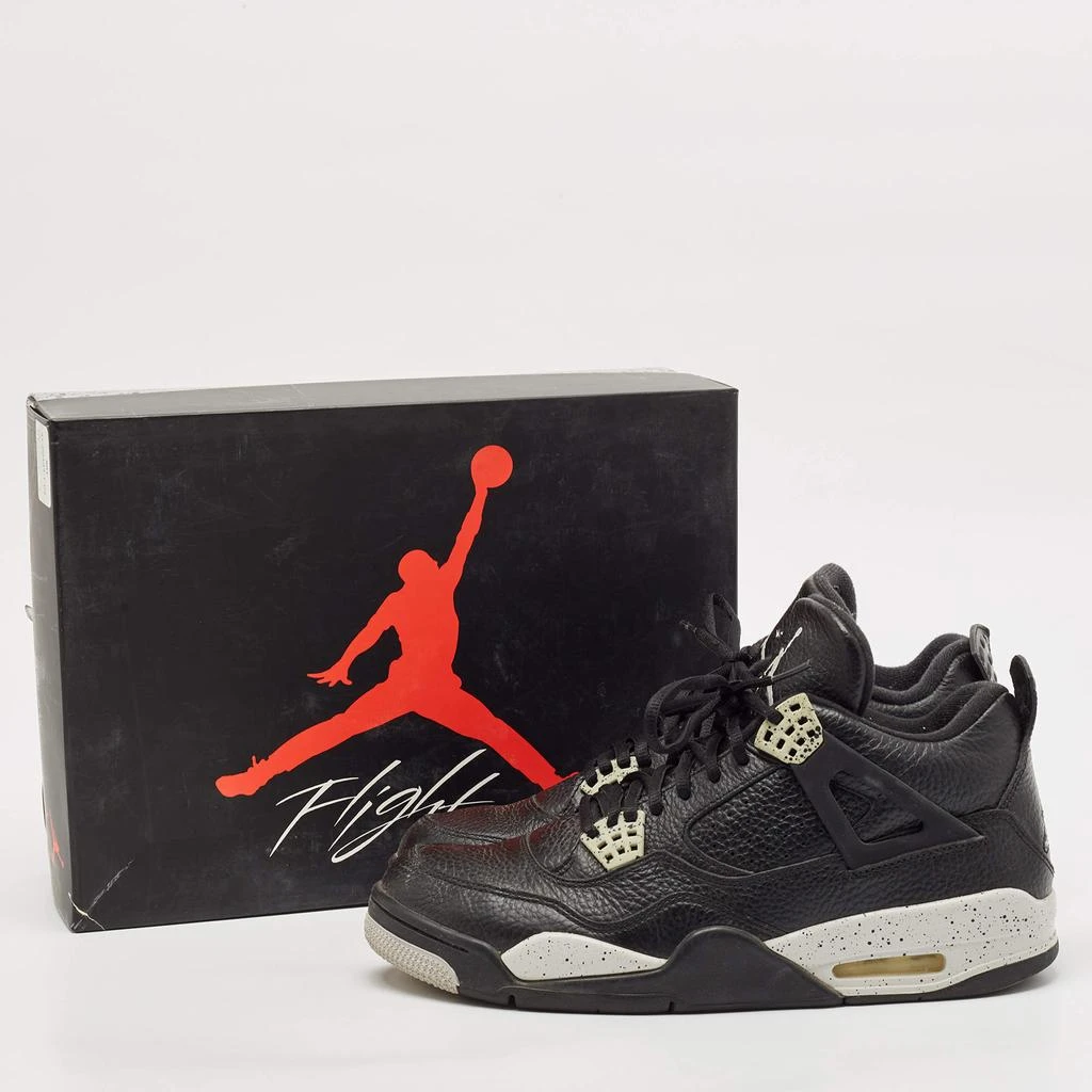Jordan Air Jordans Black/Grey Leather Jordan 4 Lace Up Sneakers Size 44.5 9