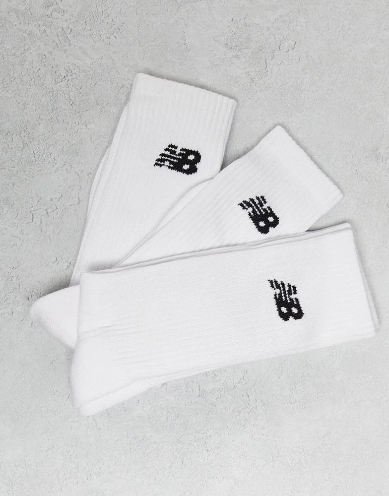 New Balance New Balance logo crew socks 3 pack in white 2