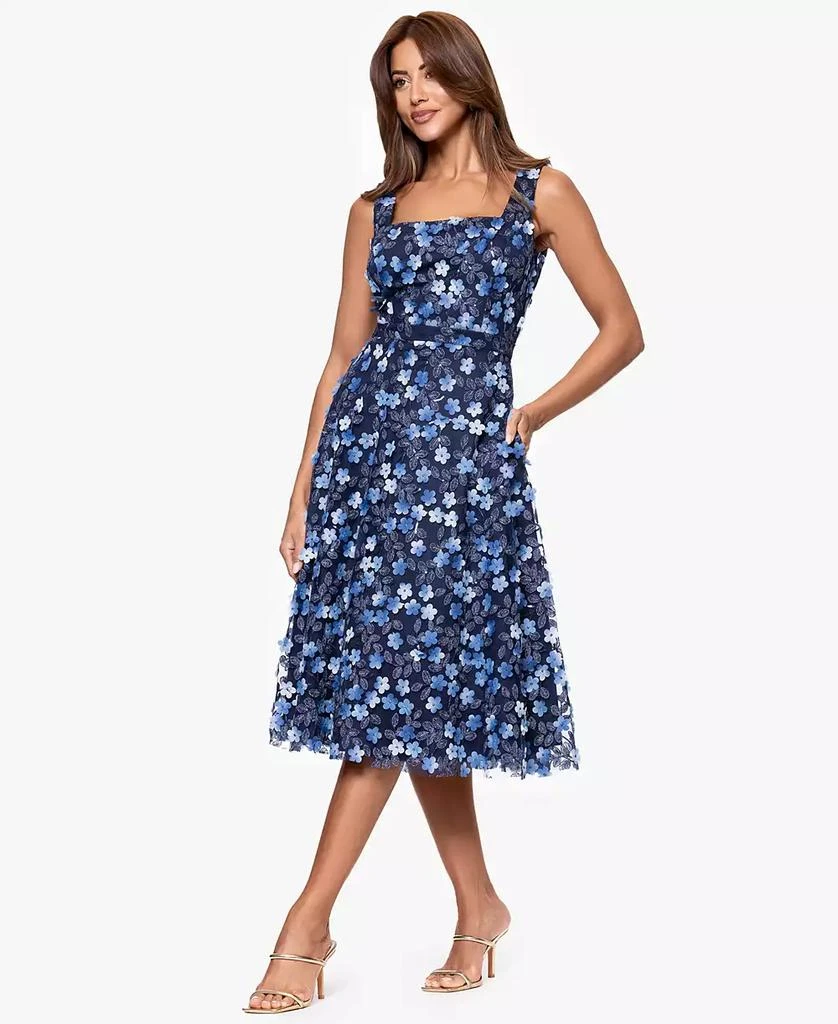 XSCAPE Women
s Printed Square-Neck Sleeveless Dress 4