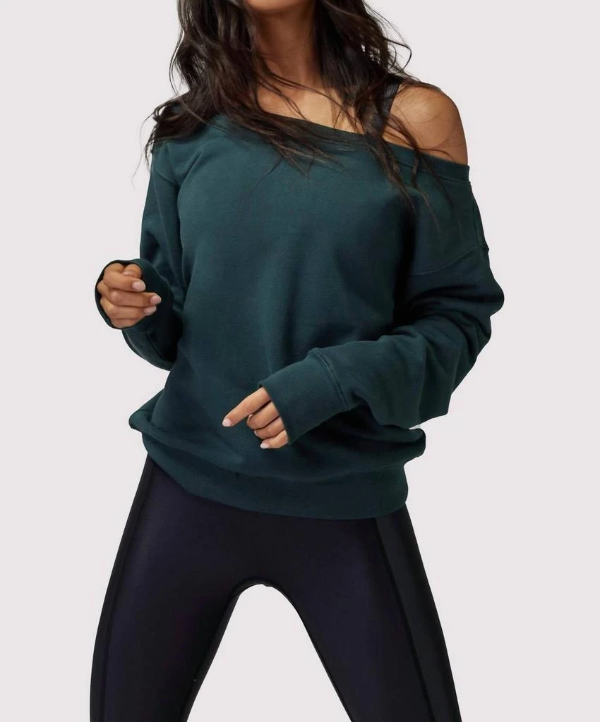 Spiritual Gangster Vida Off Shoulder Sweatshirt In Deep Forest 3