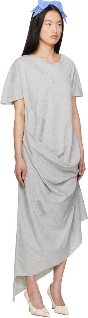 Ashley Williams Gray Comb Embossed Draped Midi Dress