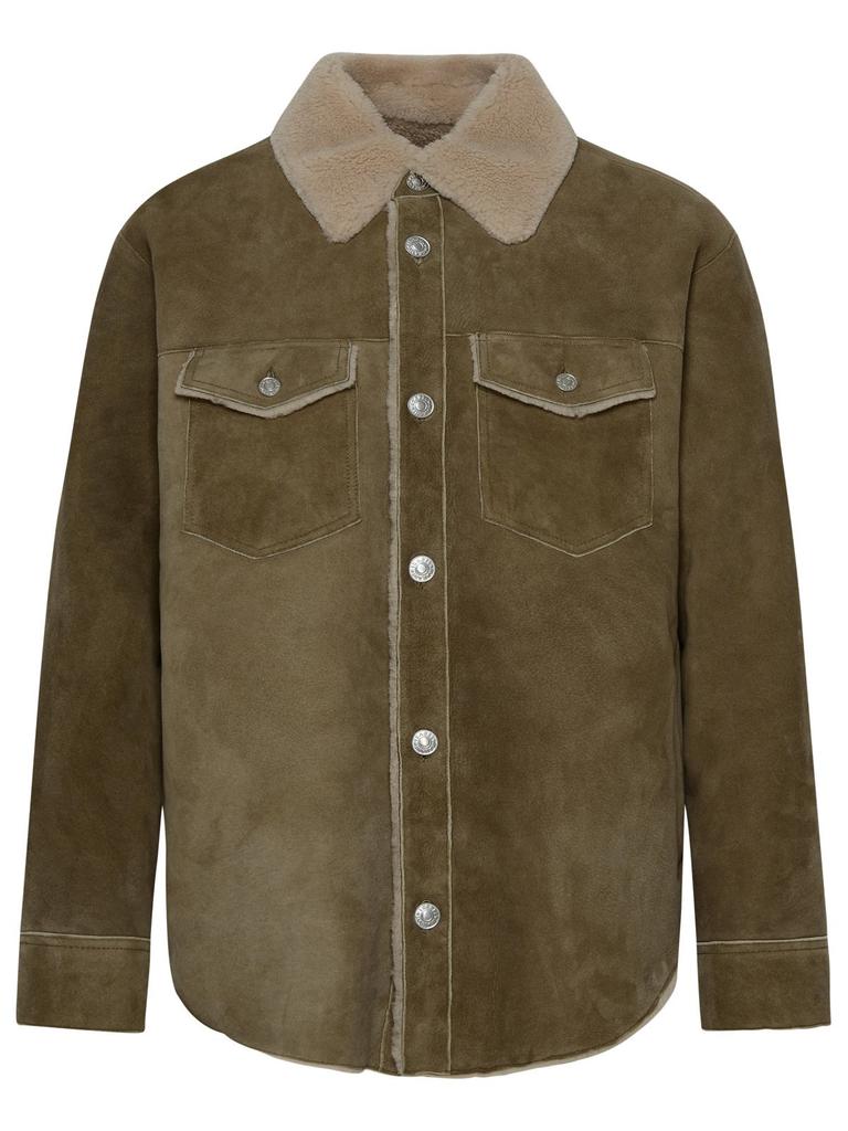 Isabel Marant Isabel Marant Shearling Trim Buttoned Shirt Jacket