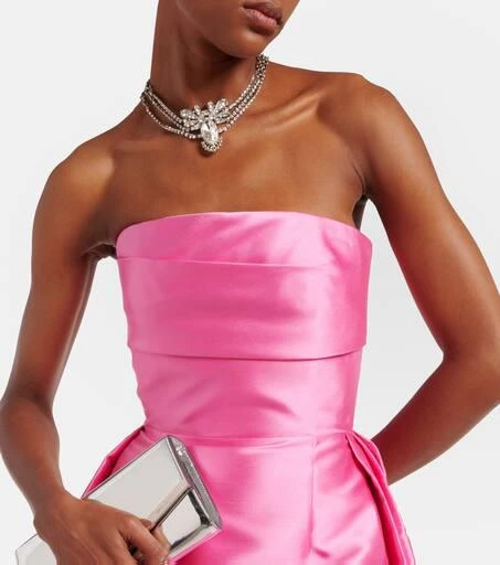 SOLACE LONDON Strapless satin twill gown 4