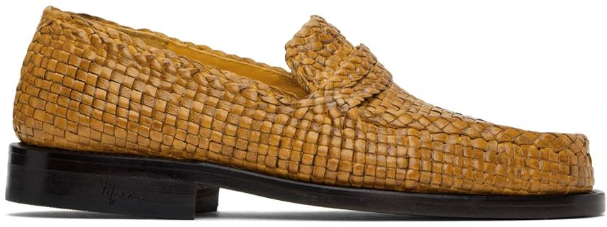 Marni Orange Basket-Woven Loafers 1