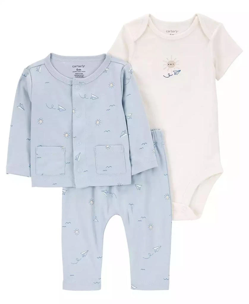Carter's Baby Boys Little Cardigan, Bodysuit and Pants, 3 Piece Set 1