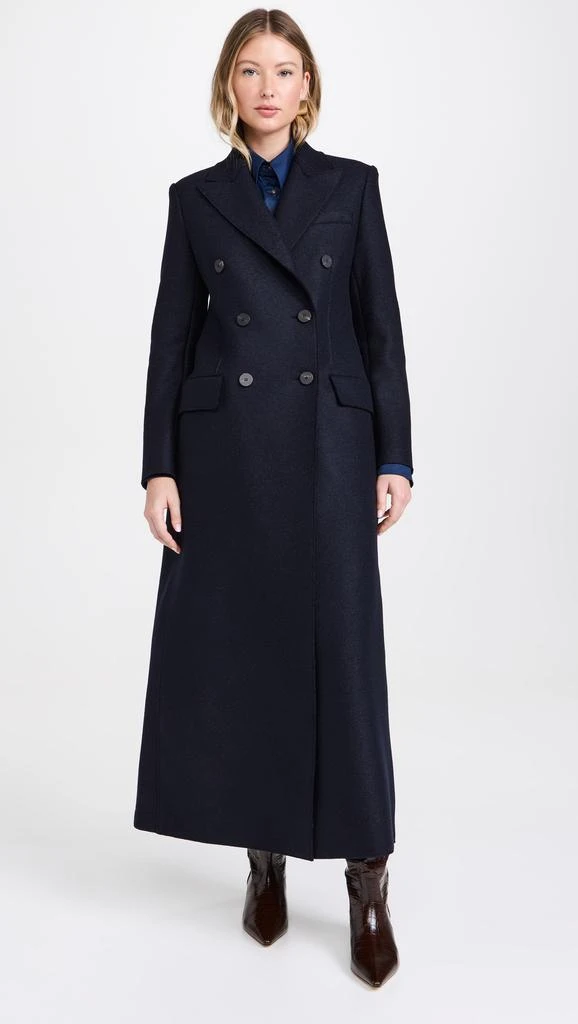 Harris Wharf London Women Long Double Breasted Tailored Coat Pressed Wool 1