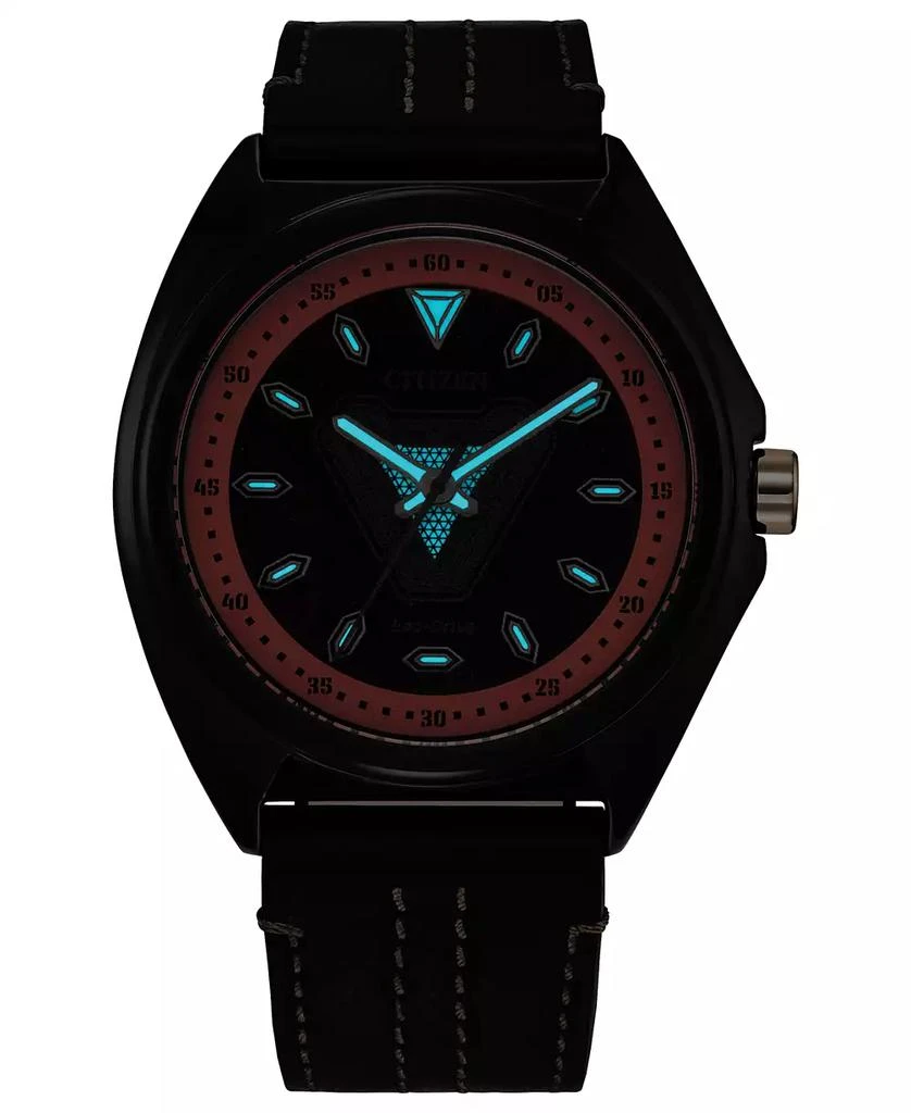 Citizen Eco-Drive Men's Marvel Tony Stark Black Leather Strap Watch 43mm 4