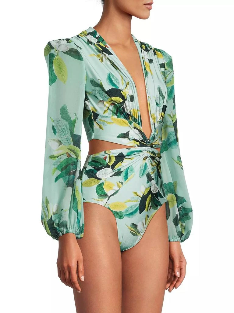 PatBO Magnolia Long-Sleeve Cut-Out Bodysuit 4