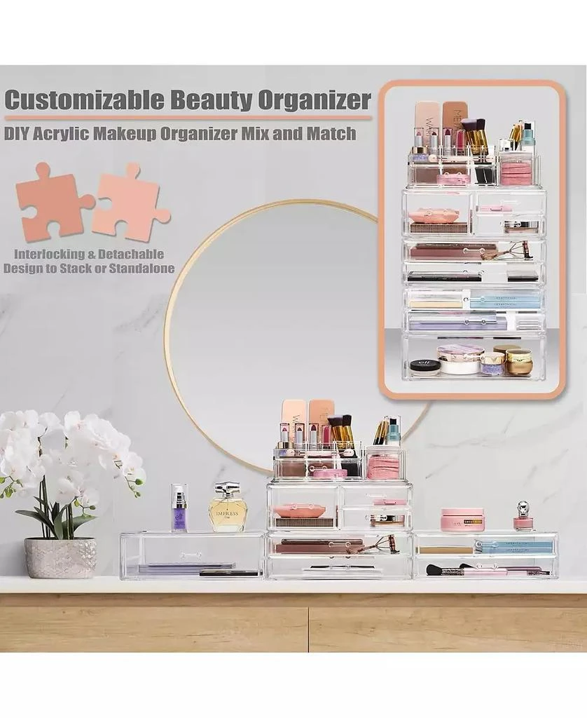 Sorbus 3 Piece Extra Large Stackable Cosmetic Organizers and Storage Set - Great Vanity, Dresser 
Bathroom Organizer 3