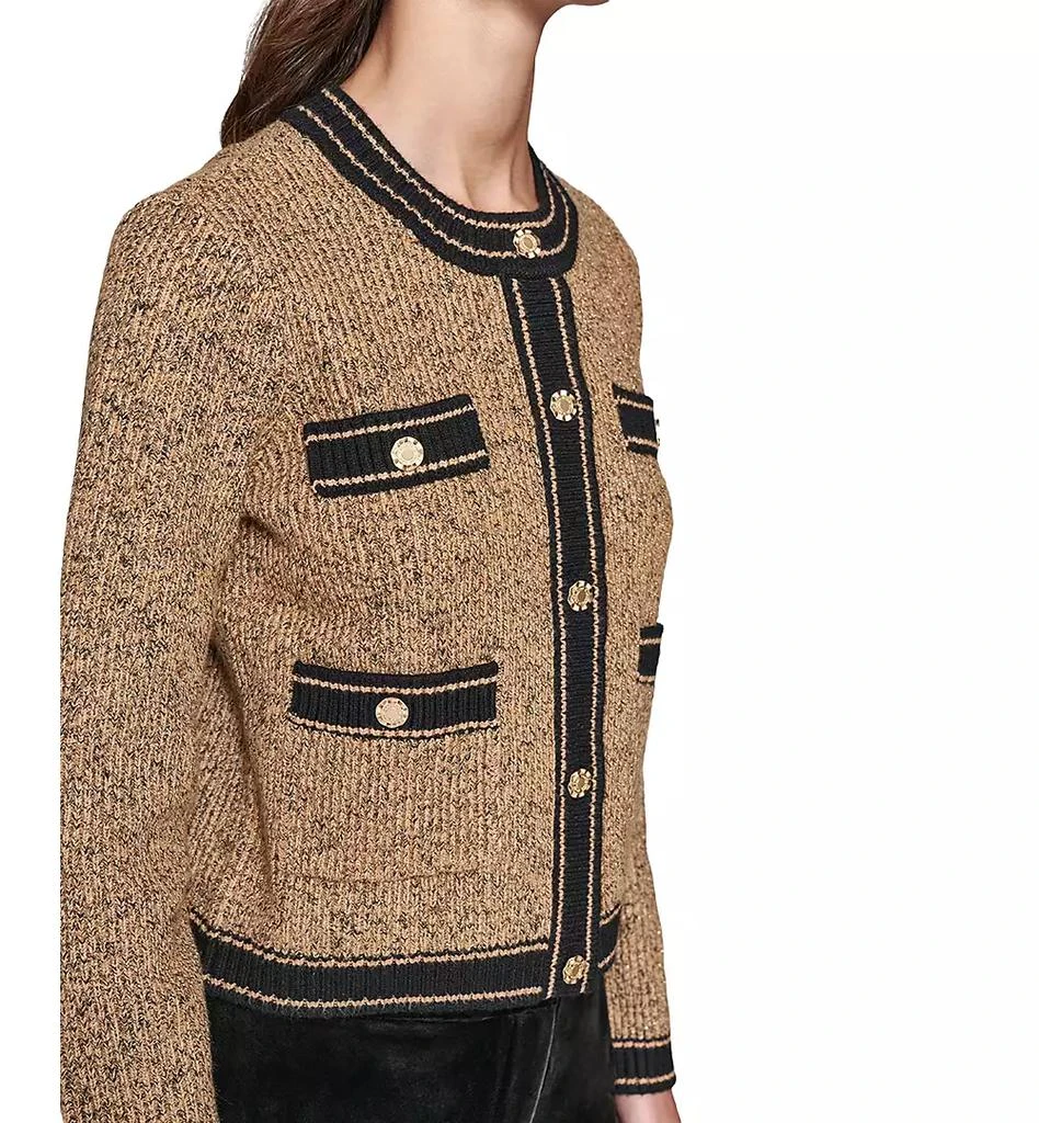 KARL LAGERFELD PARIS Women's Shine Tweed Cardigan, Regular & Petite 4