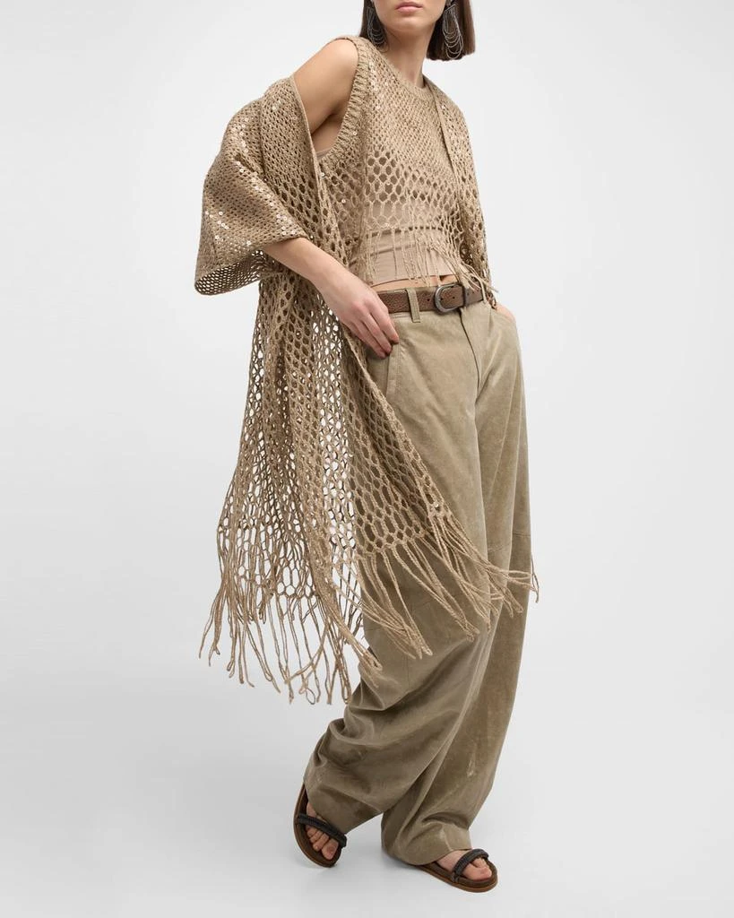 Brunello Cucinelli Fringed Paillette Opera-Knit Cardigan 8