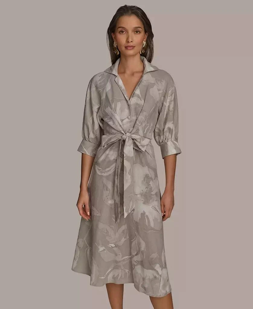 Donna Karan Women's Floral Tie-Front Dress 3