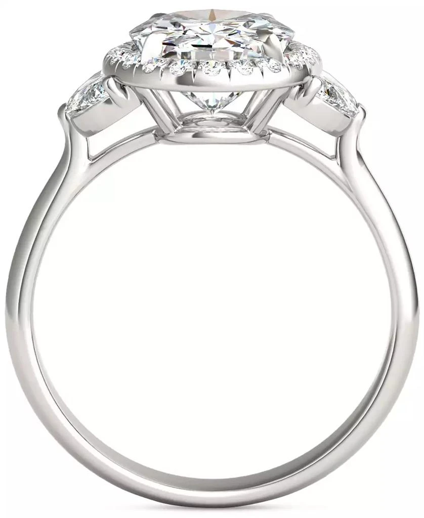 Charles 
Colvard Moissanite Oval Halo Three Stone Ring (3-3/4 ct. t.w.) in 14K White Gold 3